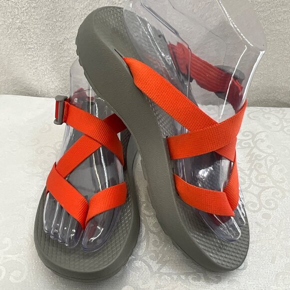 Chaco Sandals For Women Gray With Orange Straps Size 8 #JCH107834 - Picture 2 of 8